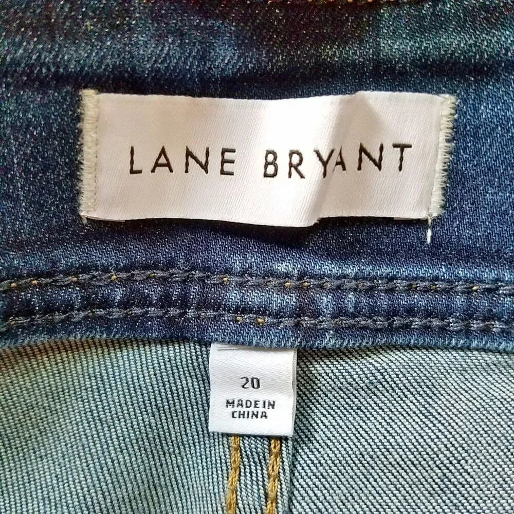 Lane Bryant Jegging 20 Blue Flex Magic Waist 3-Button Jeans Rhinestones Studs - Picture 3 of 7